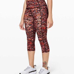 Lululemon Fast & Free Crop II 21" Flash Peat Orange Multi Size 8